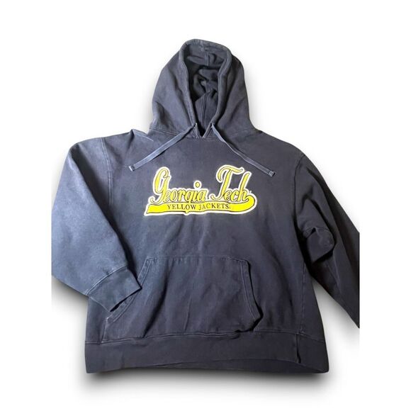 Georgia Tech Yellow Jackets Vintage Embroidered Hoodie Retro Size L Throwback - Picture 1 of 6